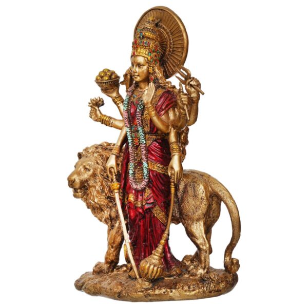 Beautiful Maa Durga Sherawali MATA Metal with Crystal Diamond Studded God Idol Showpiece for Pooja - Image 3