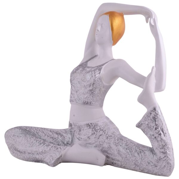 Suitable for home decor Yoga Posture Lady Statue Idol for Home Yoga Statue admirable piece of gift (silver) - Image 4