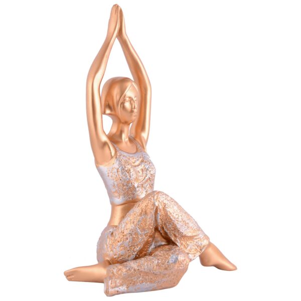 Suitable for home decor Yoga Posture Lady Statue Idol for Home Yoga Statue admirable piece of gift (golden) - Image 3